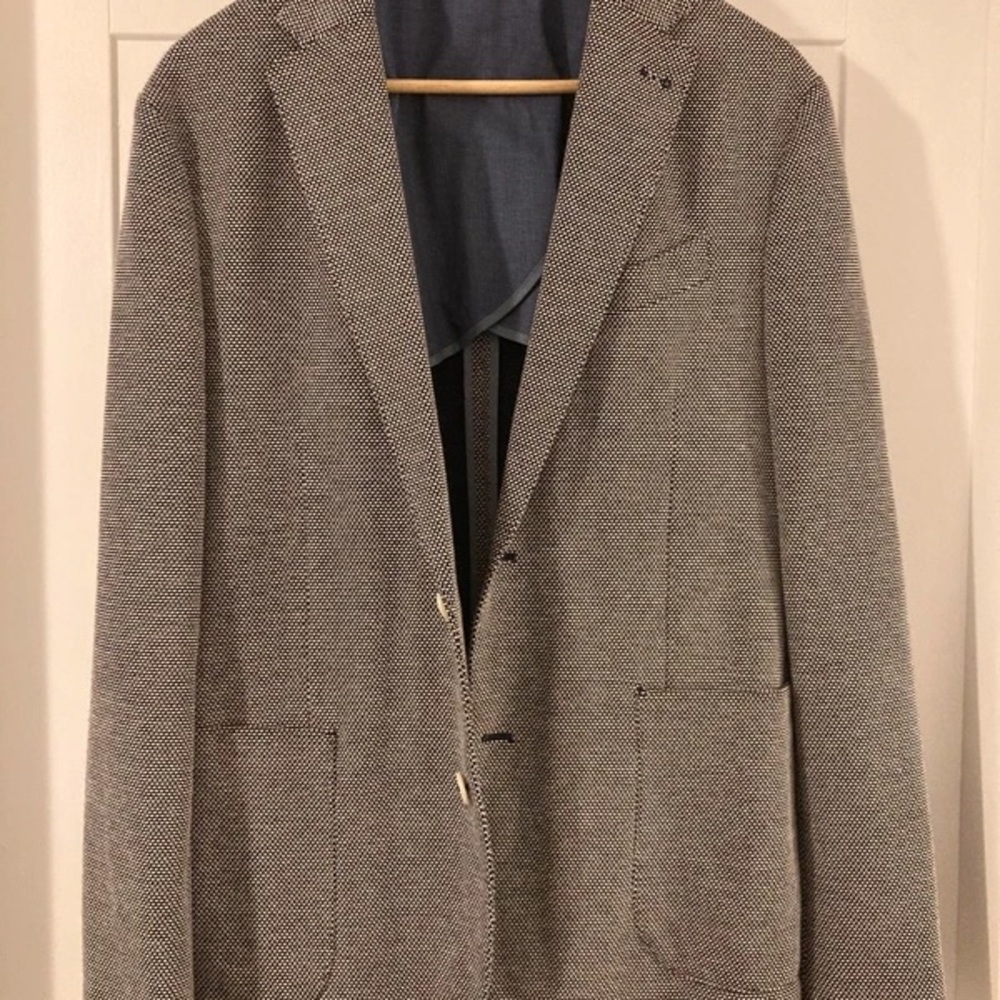 Mango Women's Black and White Textured Blazer